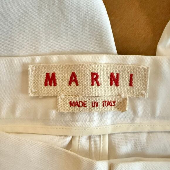 MARNI Commessa Pants Cotton Silk Cream US 4 Italy Button Fly Straight Leg Crop - Picture 3 of 7